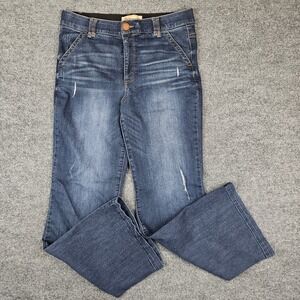 Democracy AB Technology Bootcut Jeans Women's 12 Blue Denim Distressed Dark Wash